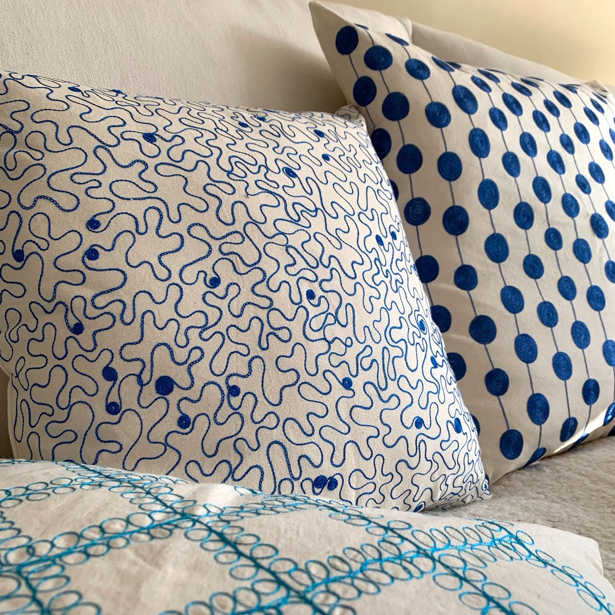 Handcrafted Pillows with Vintage Fabrics or Embroidered