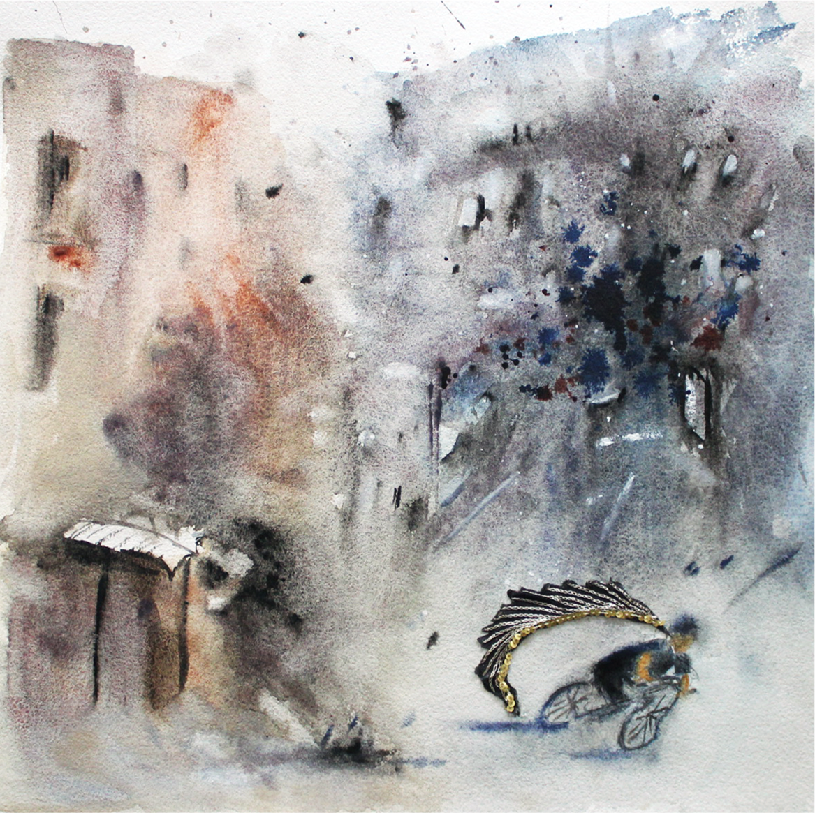 Original Watercolor War and Consequences Flying Hero