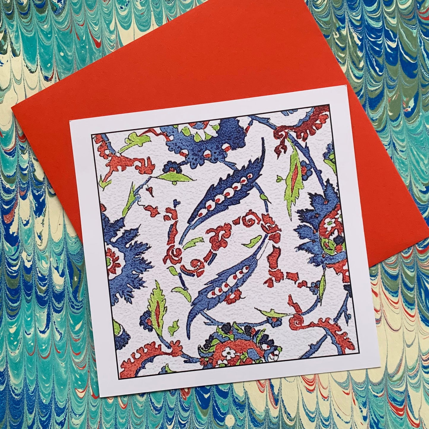 Iznik tile watercolor reproduction card