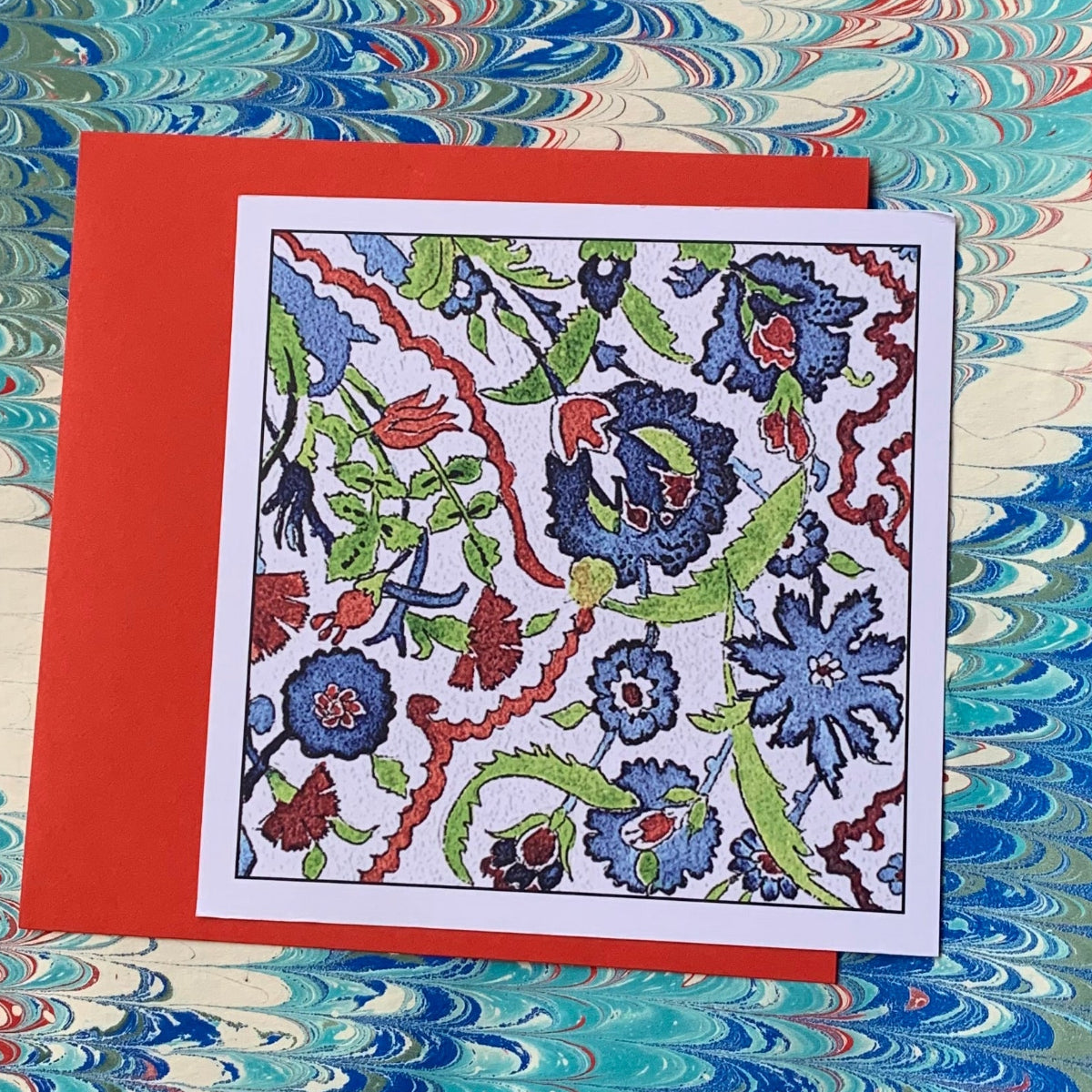 Iznik tile watercolor reproduction card