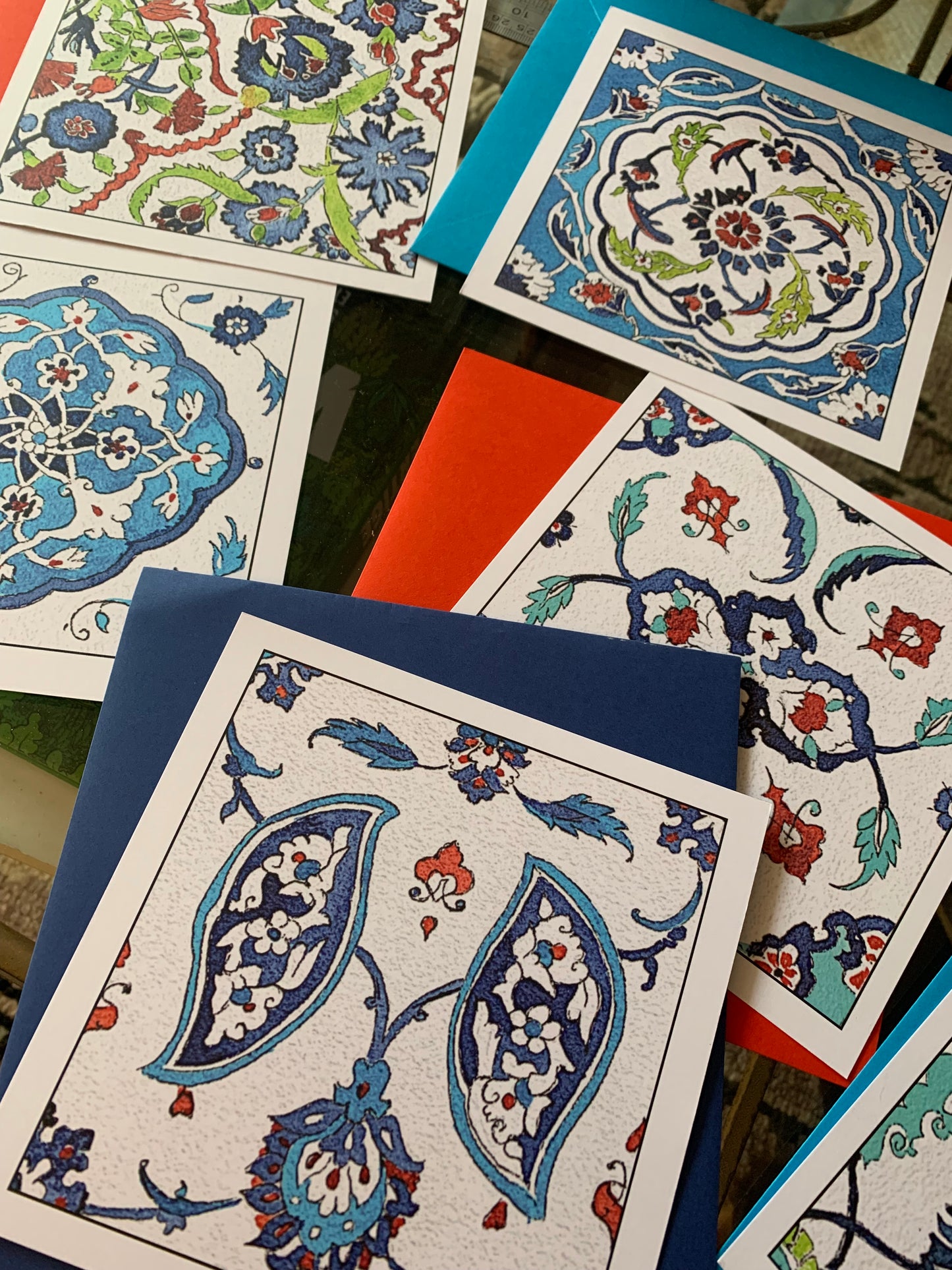 Iznik tile watercolor reproduction card