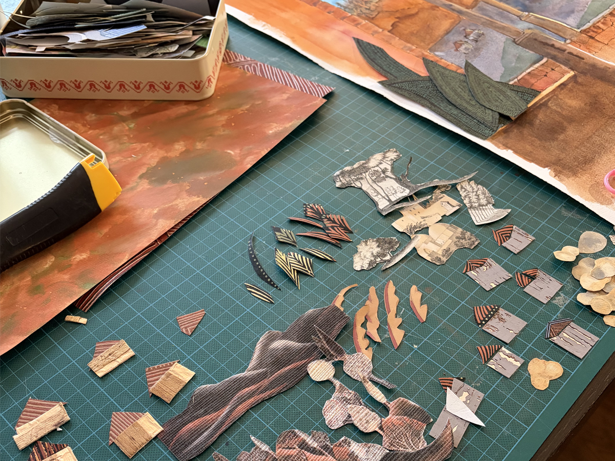 Original Watercolour Collage Golden Hour 80 X 60