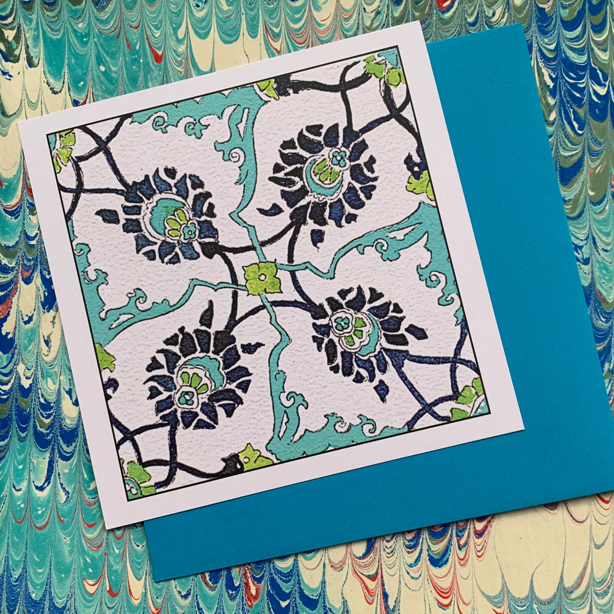 iznik tile  watercolor reproduction card