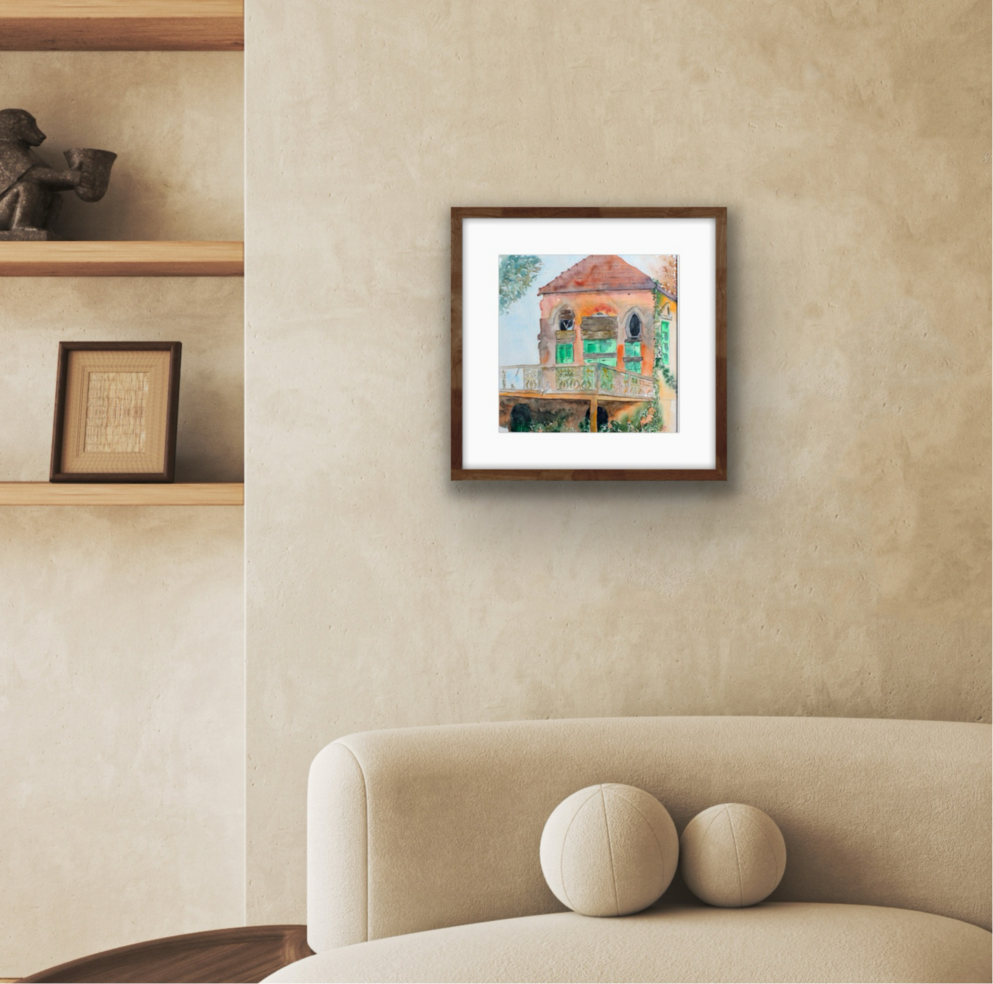 Original Watercolor Beitna, Our House 27X37