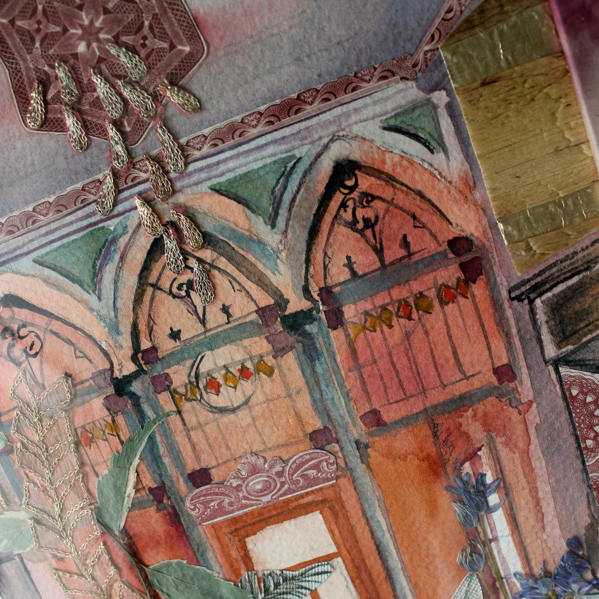 Original Watercolor and Mixed Media Folie Rose 28X20