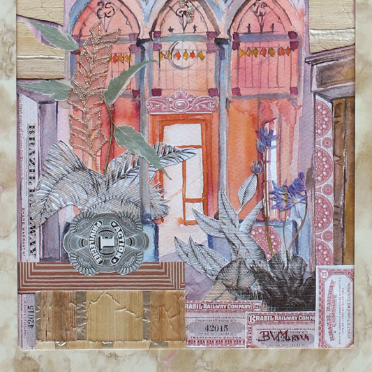 Original Watercolor and Mixed Media Folie Rose 28X20