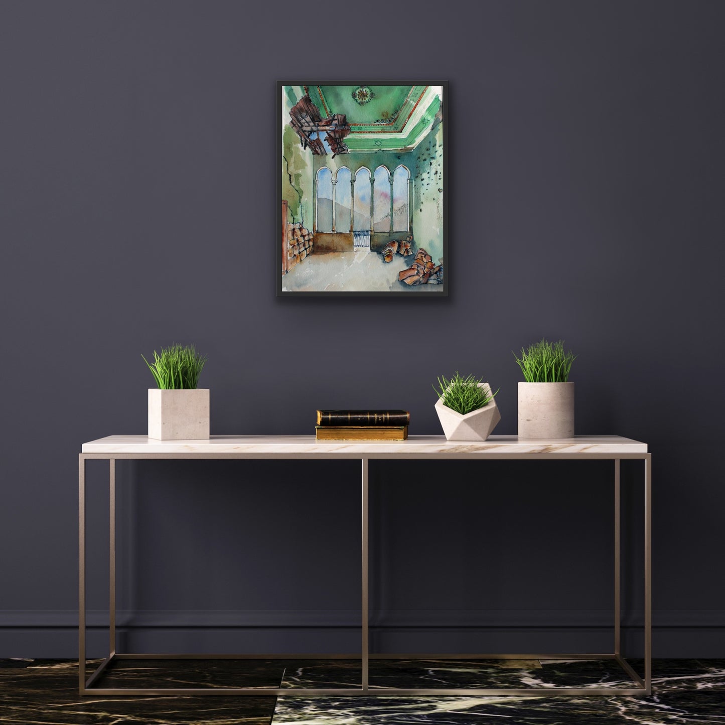 Original Watercolor The Five Arches 34X45