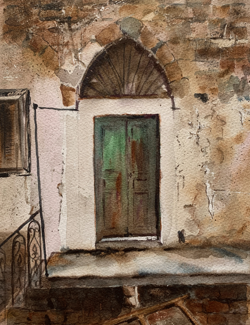 Original Watercolor Knock Knock 22X30