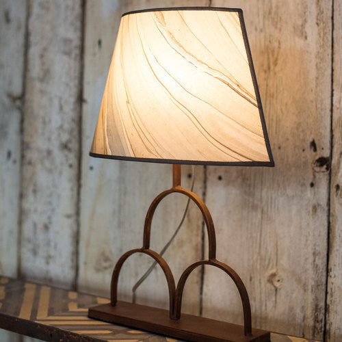 upcycled lamp with wrought iron with warm light