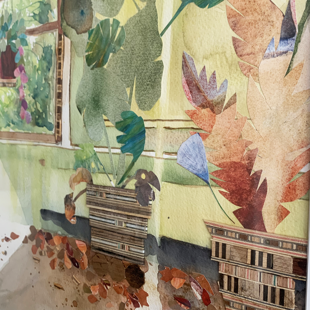 Original Watercolor and Mixed Media 41X52 La Maison Verte