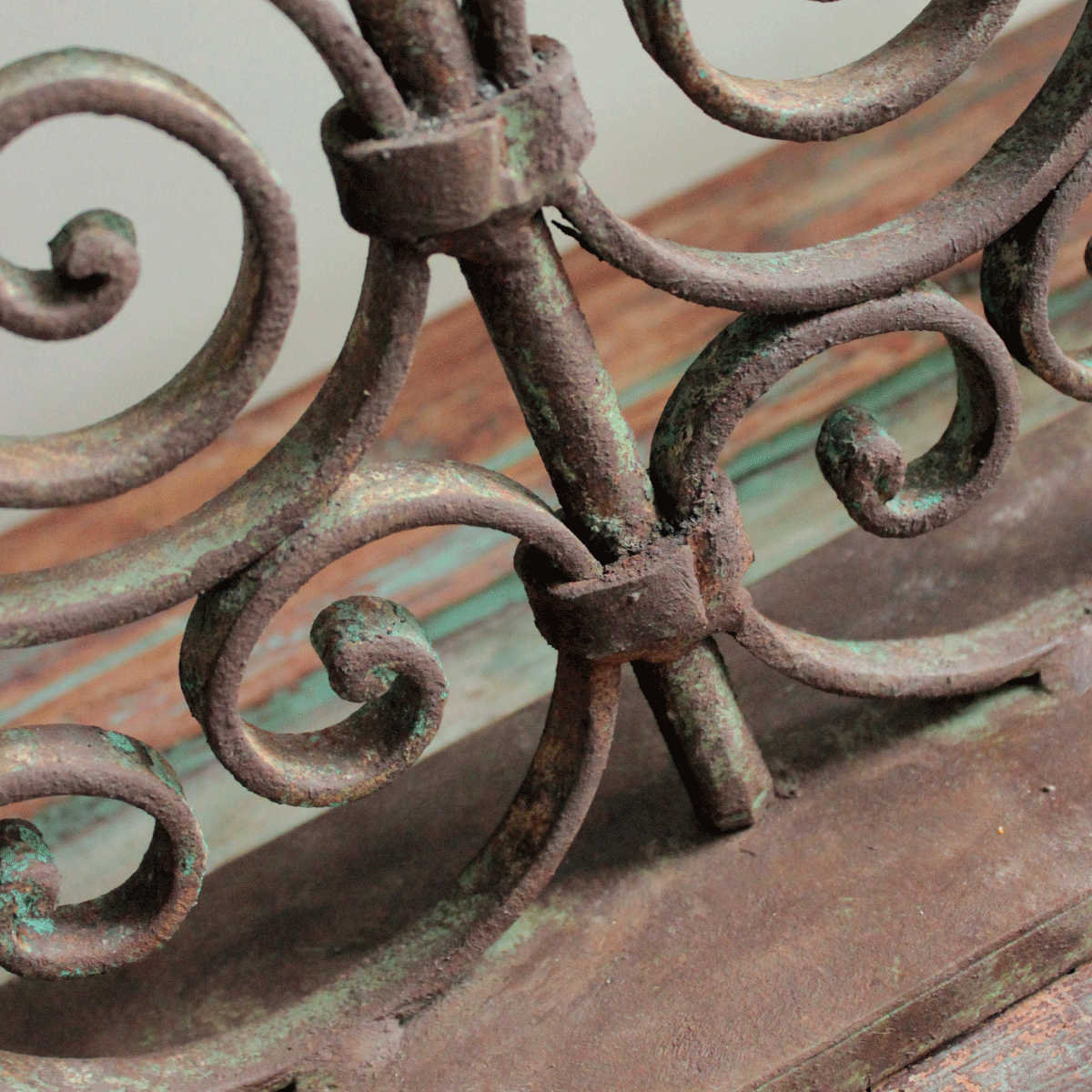 Dancer's Gate Table Lamp: Rustic Green Patina with Raffia Shade