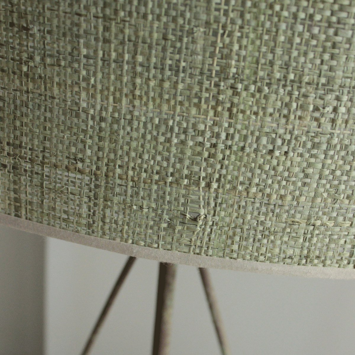 Dancer's Gate Table Lamp: Rustic Green Patina with Raffia Shade