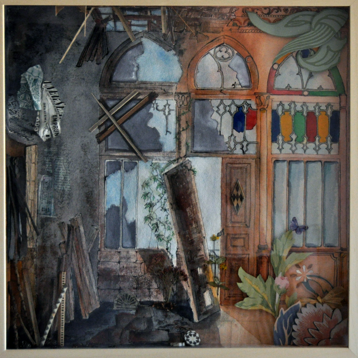 Original Watercolor Metamorphose 3D 52X52