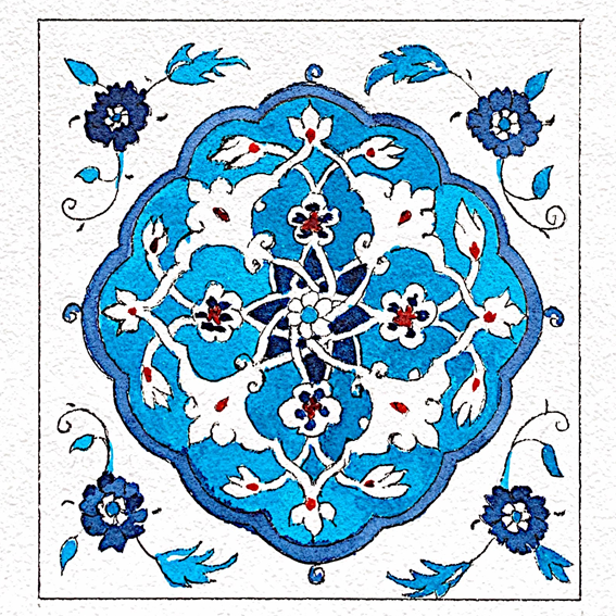 Original Watercolors Iznik Tiles