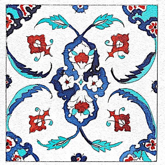 Original Watercolors Iznik Tiles