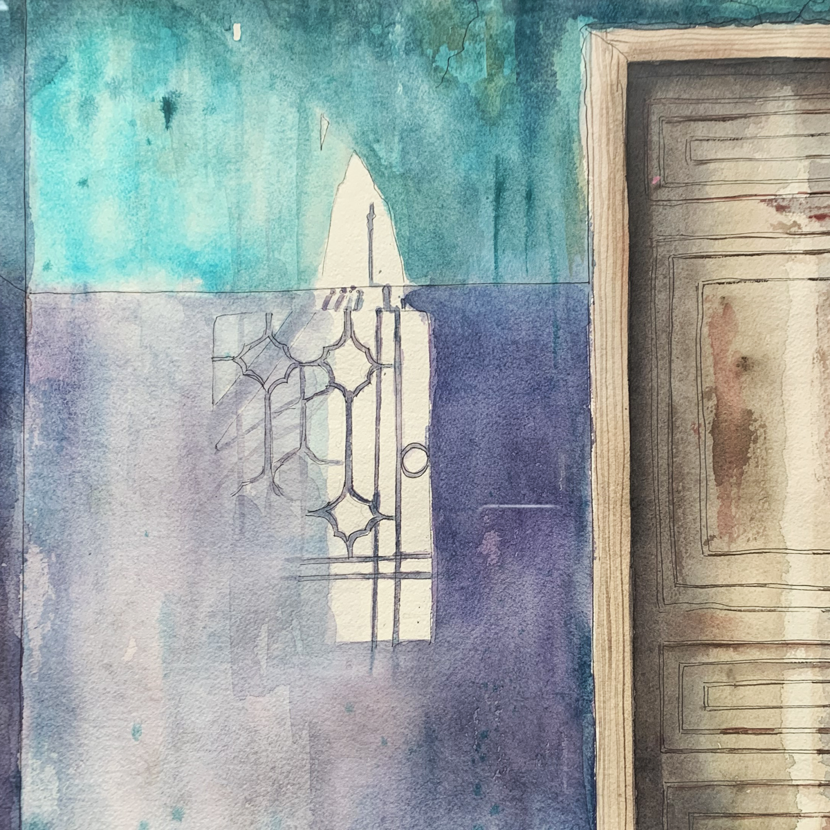 Original Watercolor Relection 40 X 40 cm