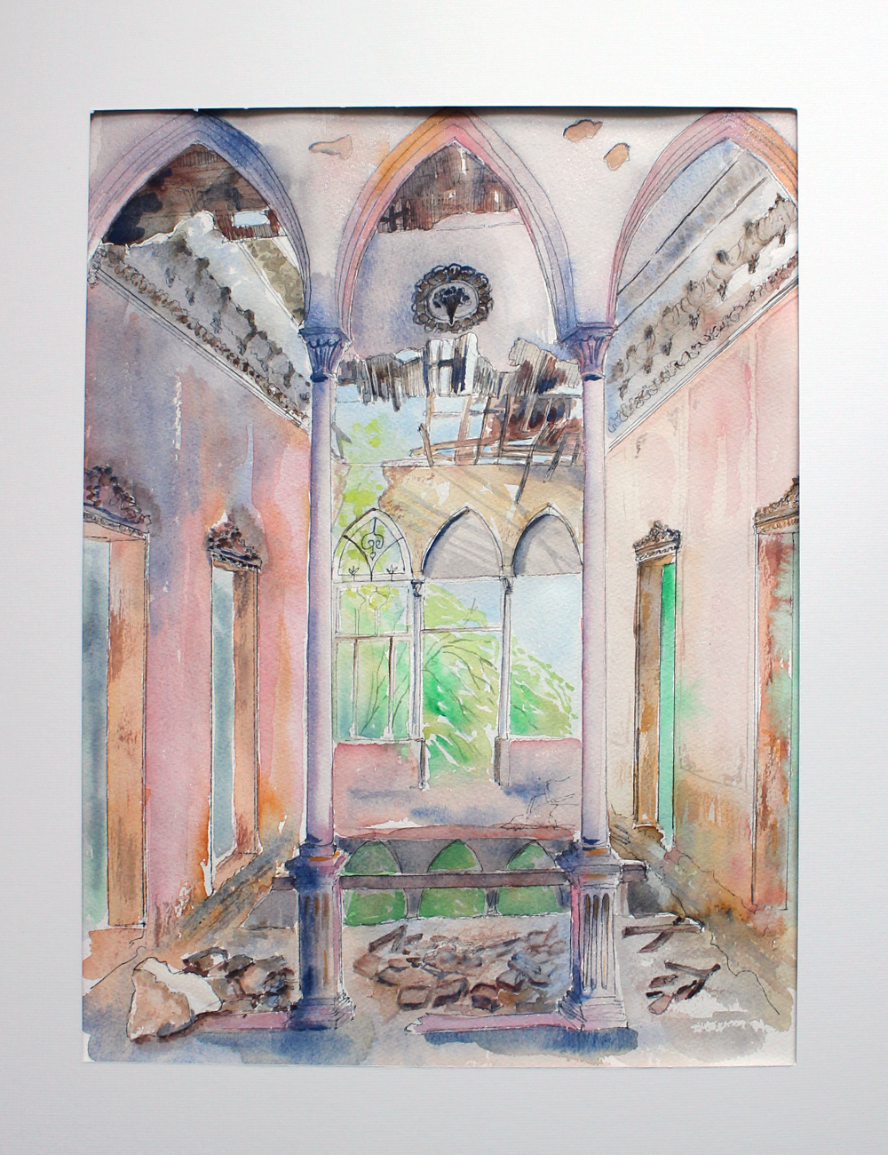 Original Watercolor An Ode to the Rose of Damascus 33X43
