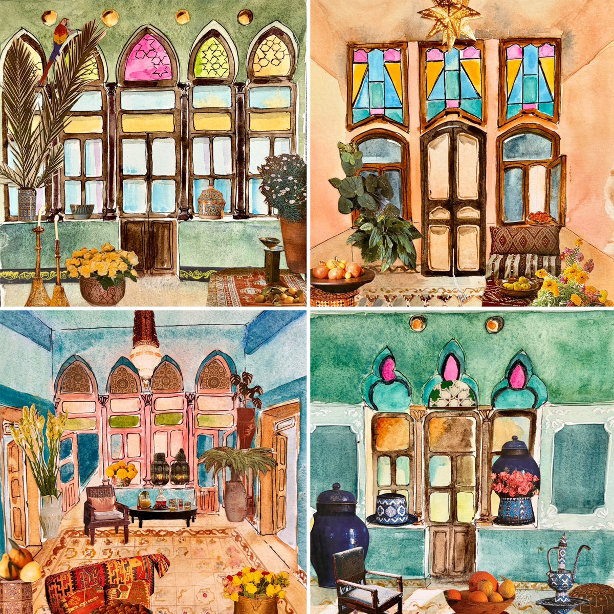 Original Watercolor and Collage - Under Renovation 21 X 27 cm