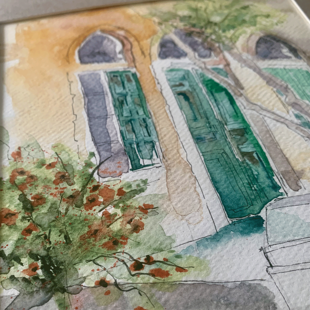 Original watercolor Ex-voto in Lebanon 22X30