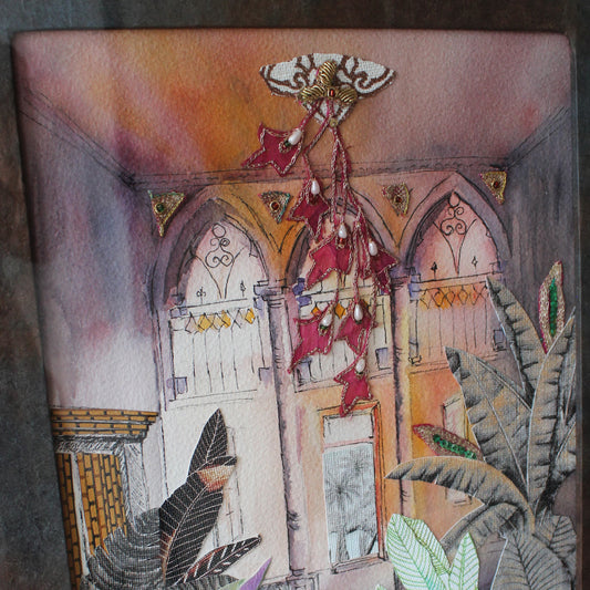 Original Watercolor and Mixed Media Jungle à Beyrouth 29X21