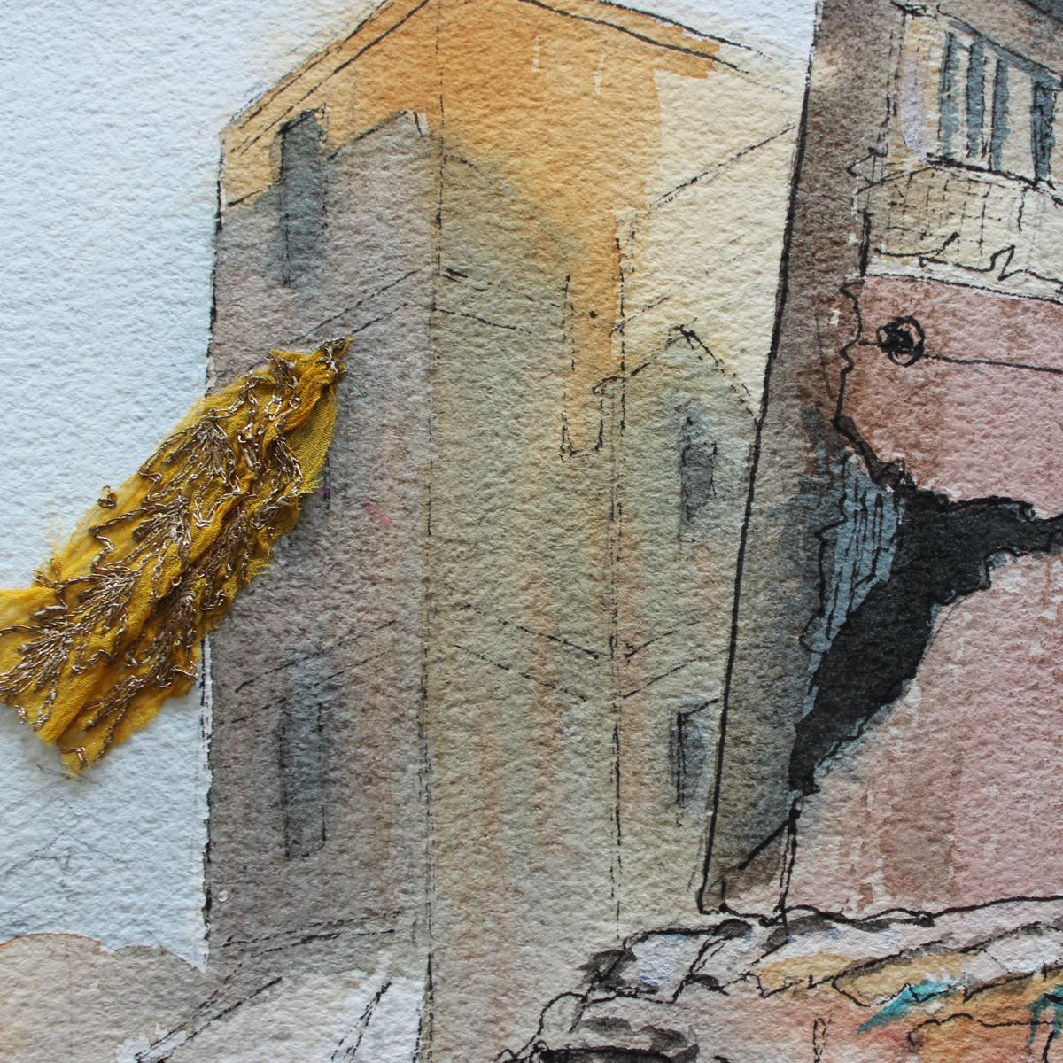 Original Watercolor War and Consequences Still Hanging