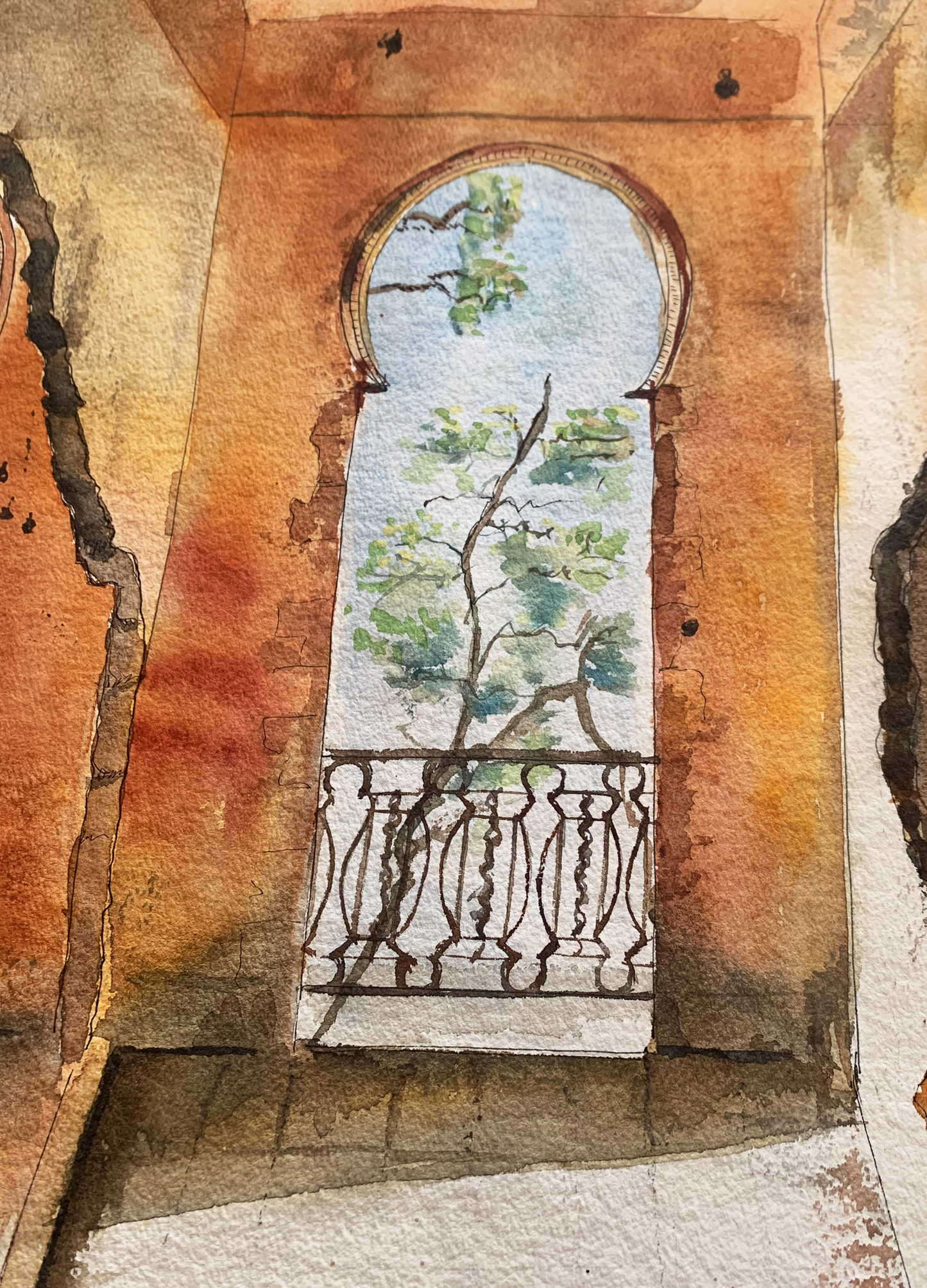 Original Watercolour Golden light 80 X 60