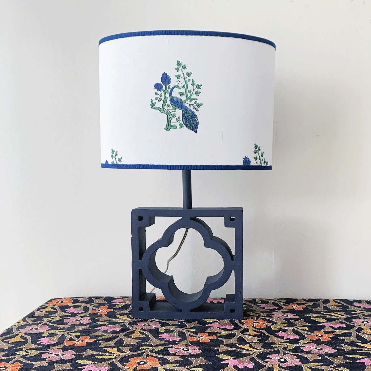 Deep Blue Clay Table lamp The Peacock