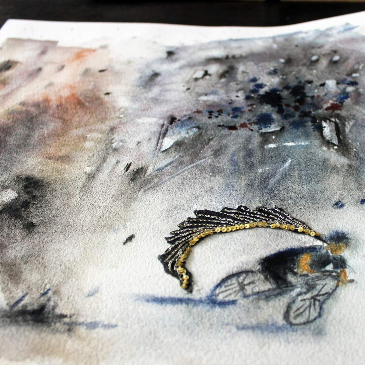 Original Watercolor War and Consequences Flying Hero