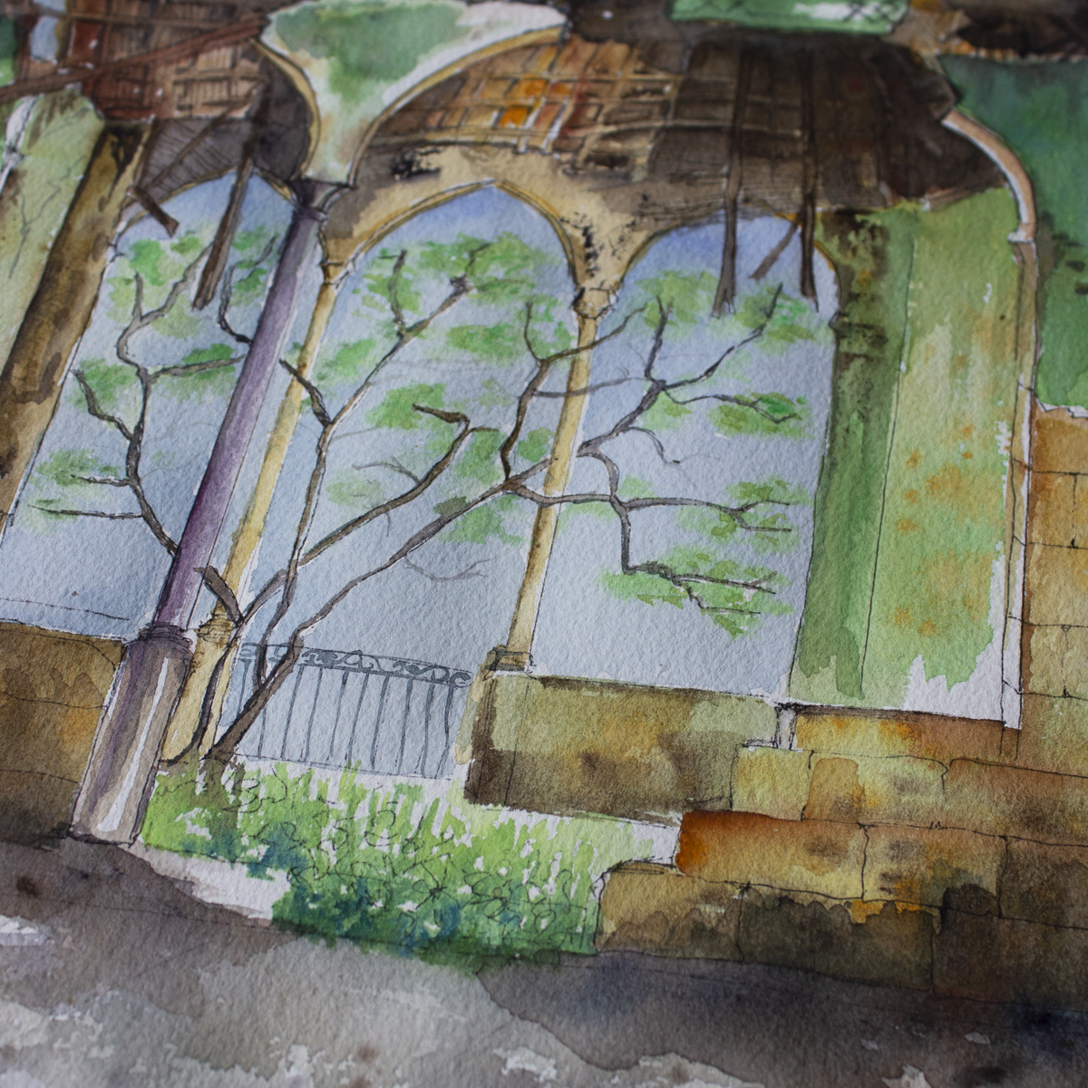 Original Watercolor What Happen to My Roof 35X50