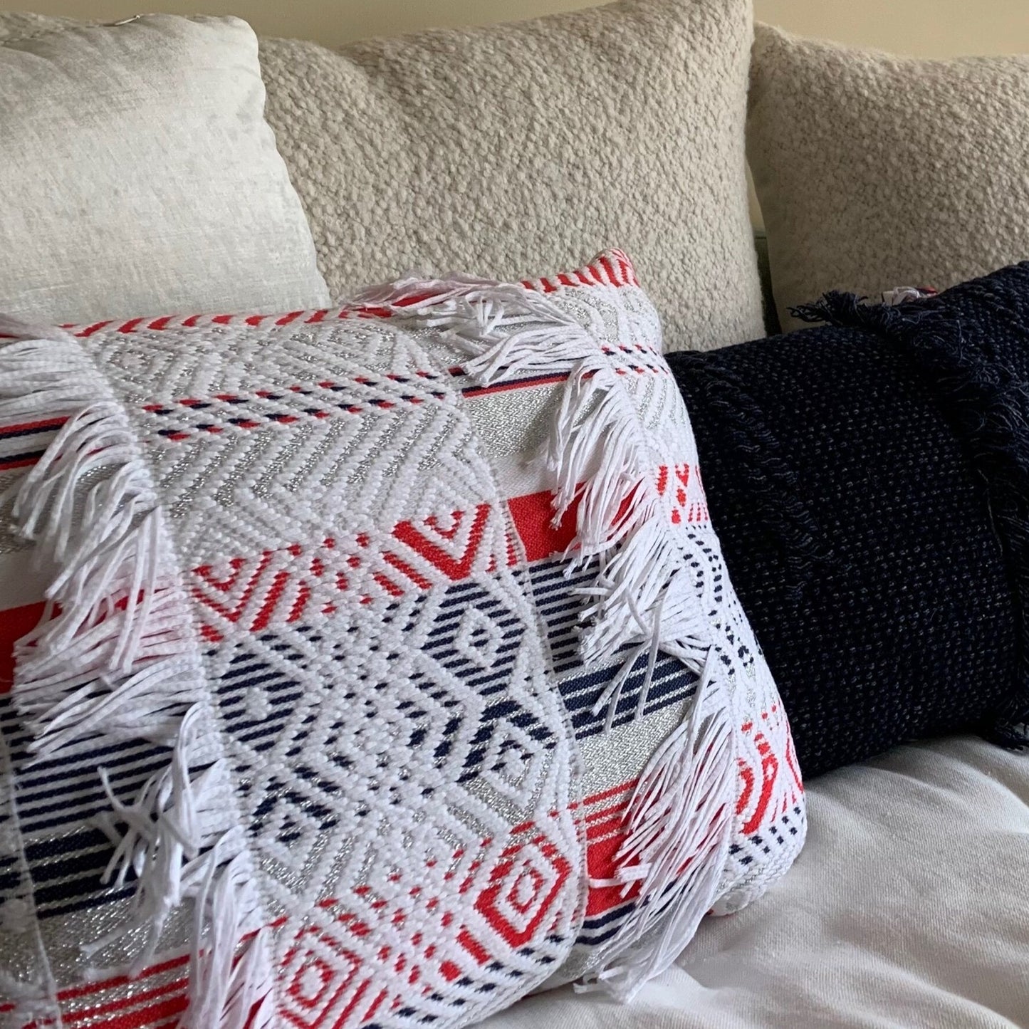 Rectangular throw pillow cover Bleu, Blanc, Rouge.