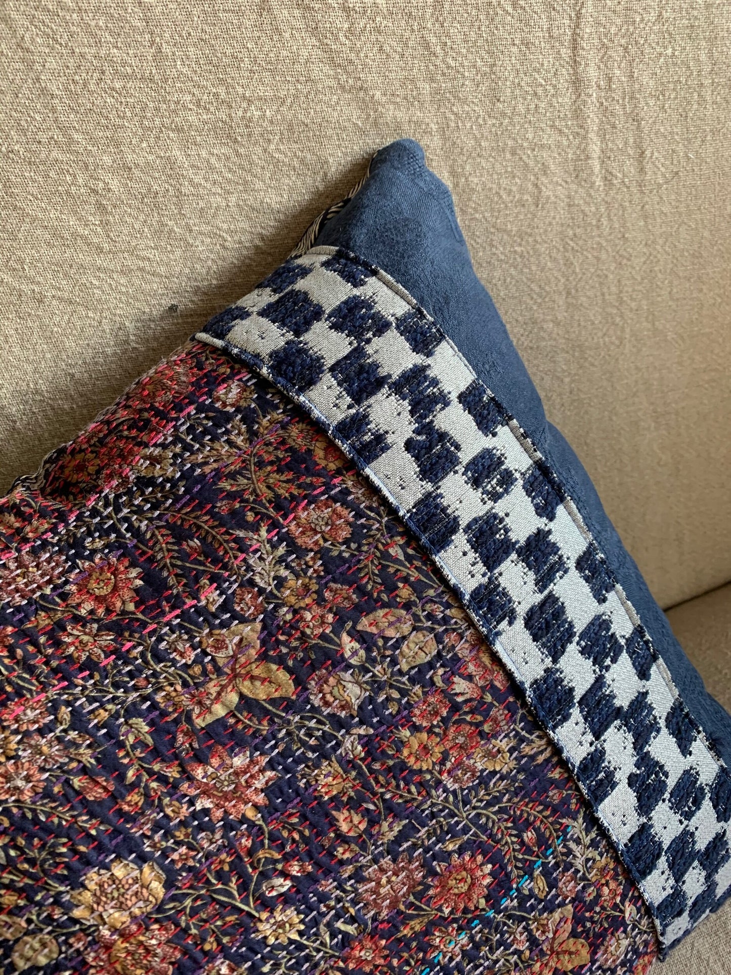 Silk Square Pillow Cover Flowers.