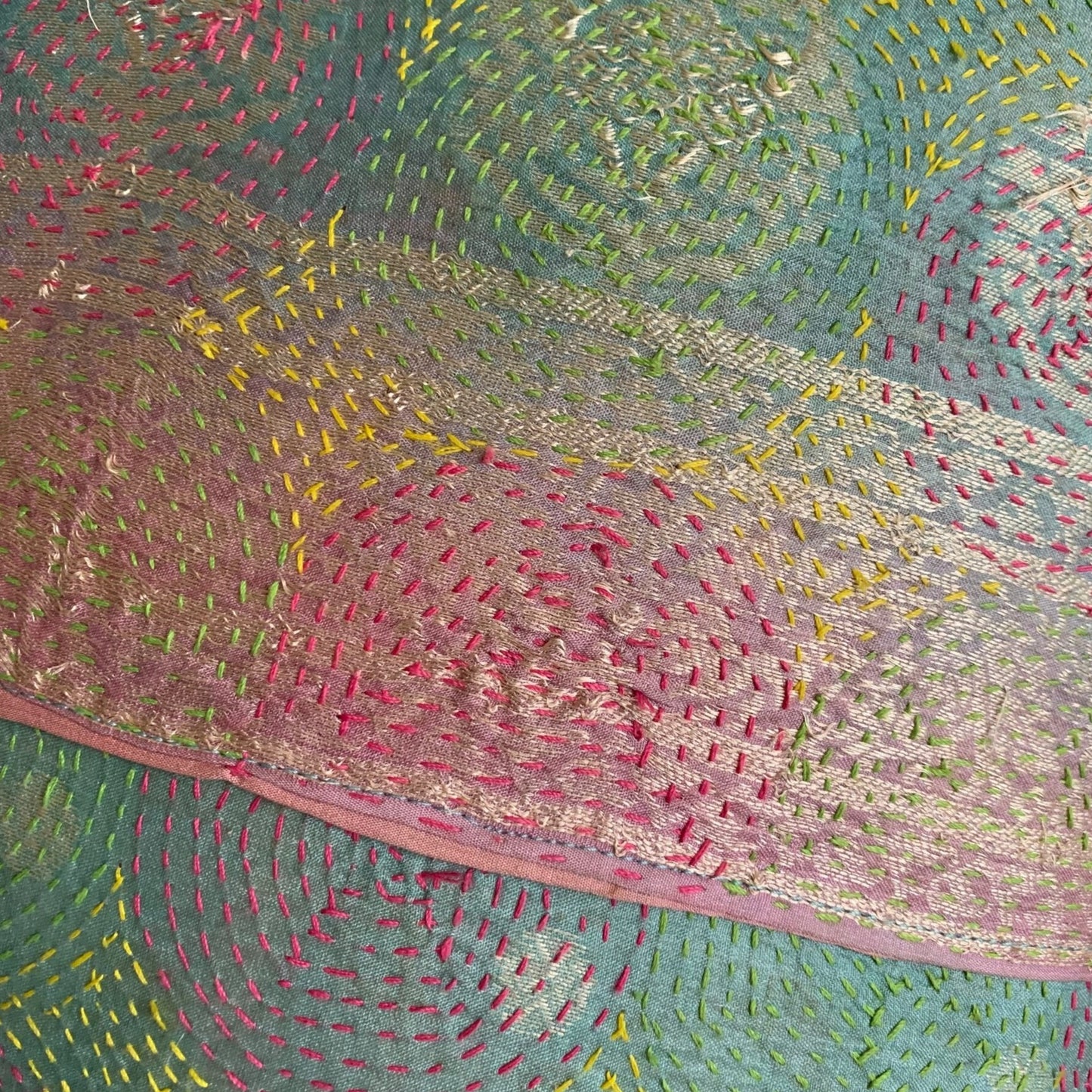 Vintage fabrics pillow cover green