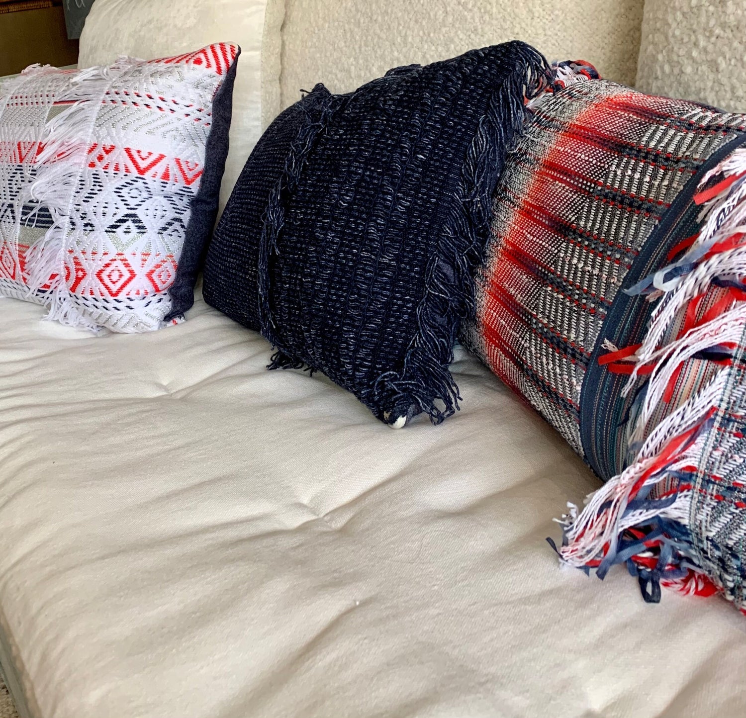 Rectangular pillow cover Fringes and Stripes.