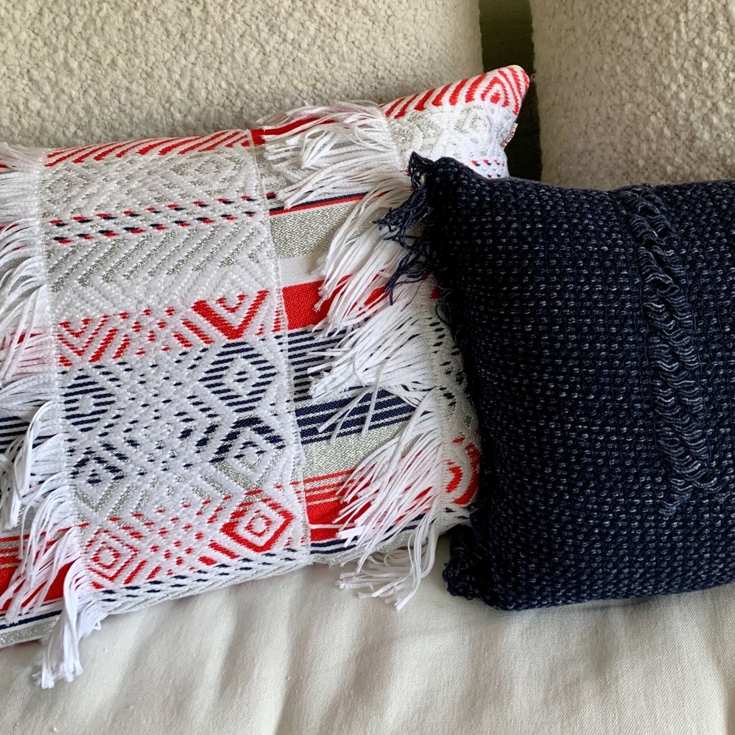 Rectangular throw pillow cover Bleu, Blanc, Rouge.