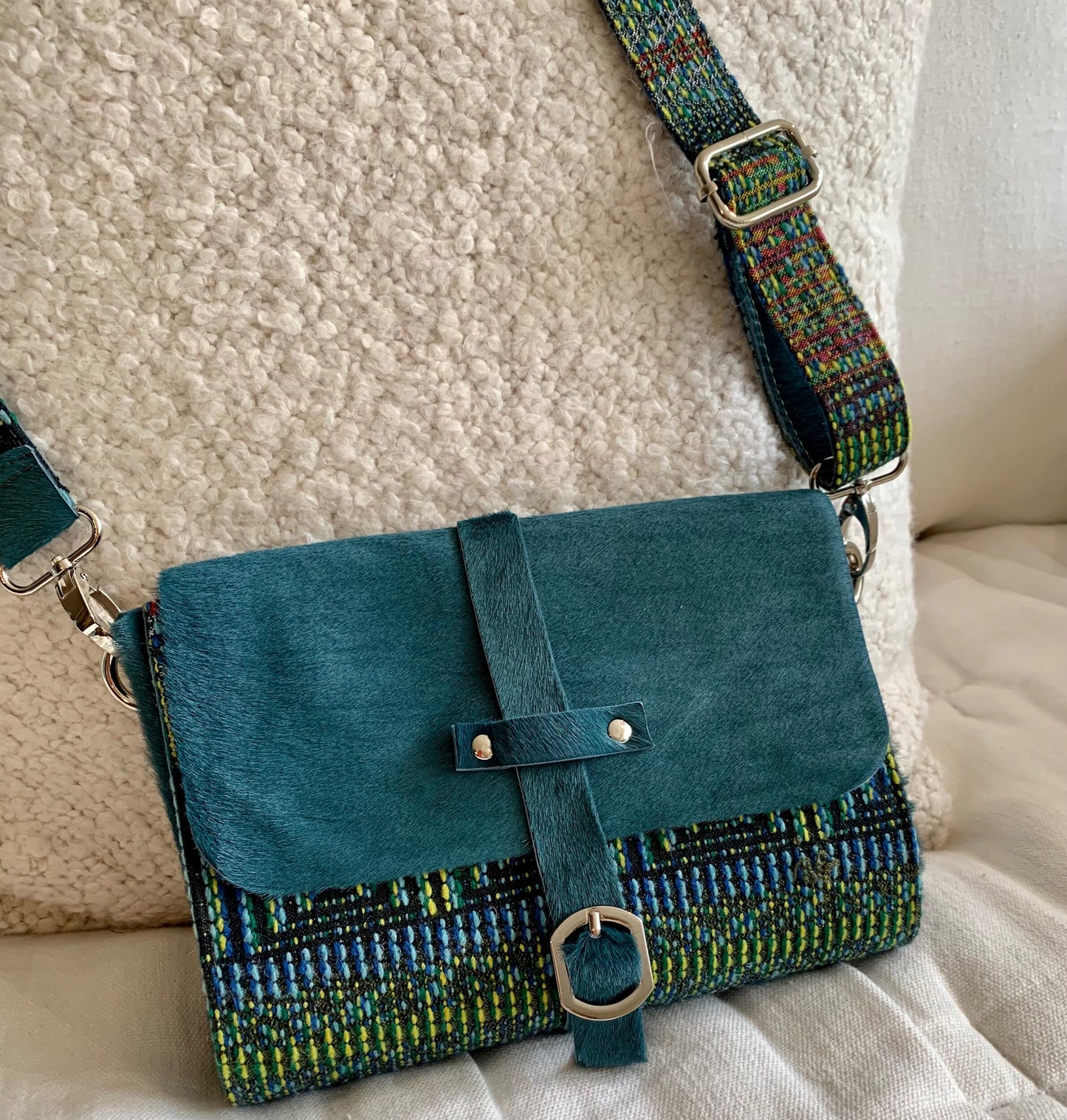 Unique Crossbody pony satchel bag, Go Green