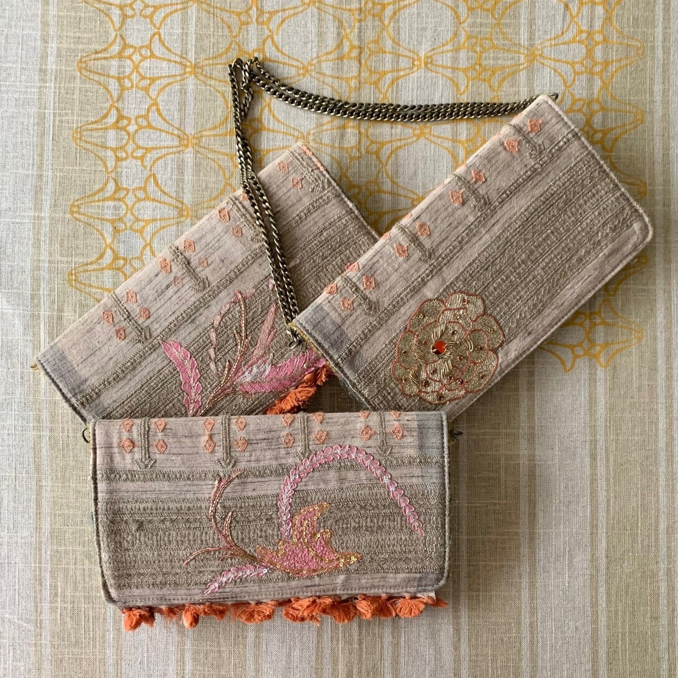 Indian silk clutch with embroideries