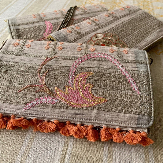 Indian silk clutch with embroideries