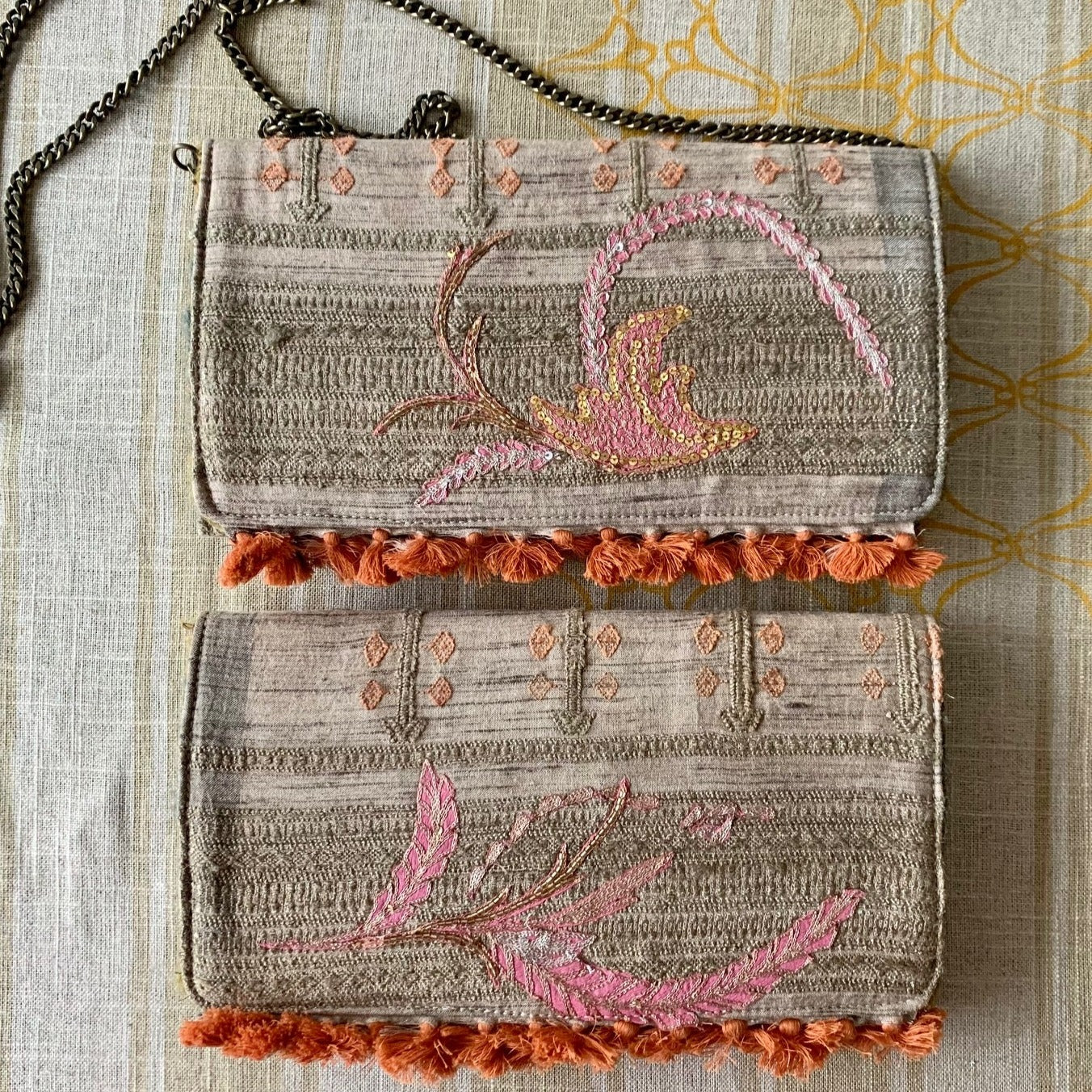 Indian silk clutch with embroideries