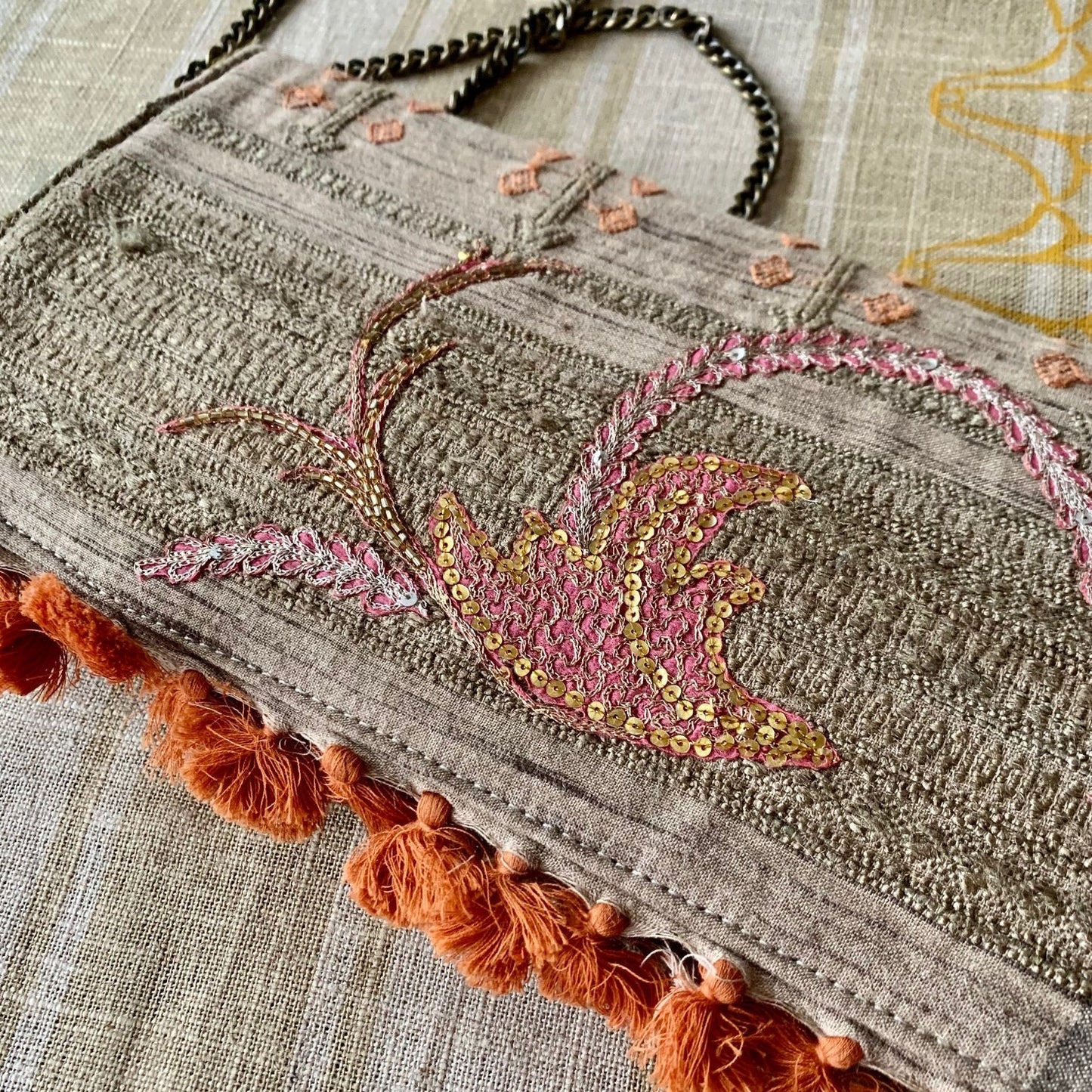 Indian silk clutch with embroideries