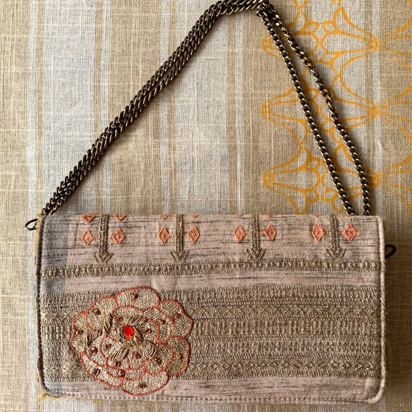 Indian silk clutch with embroideries