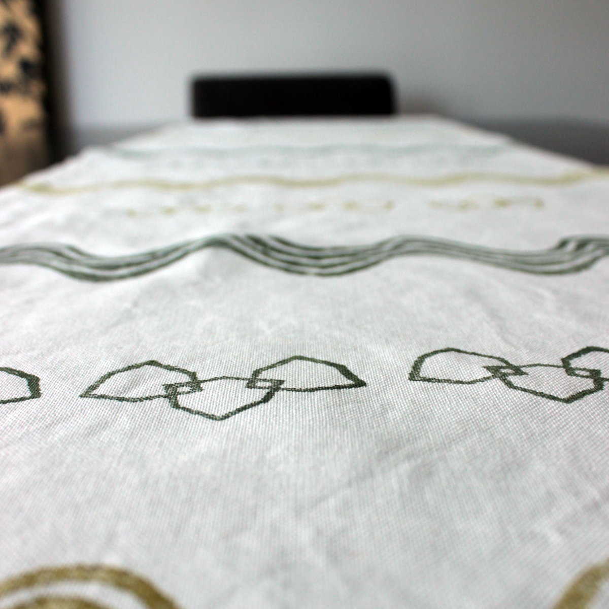 Wave Patterned Handcrafted Block Printed Runner
