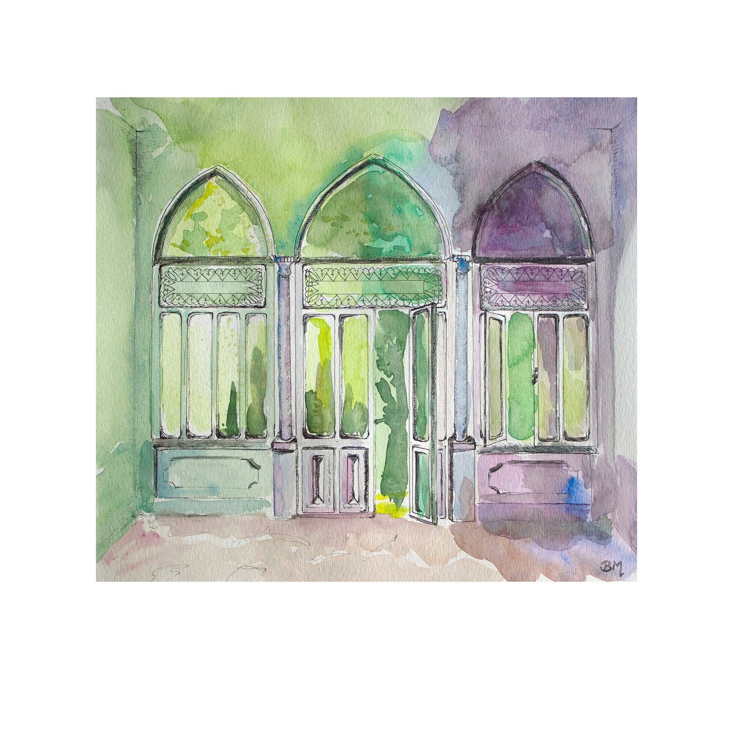 watercolor reproduction lebanon house