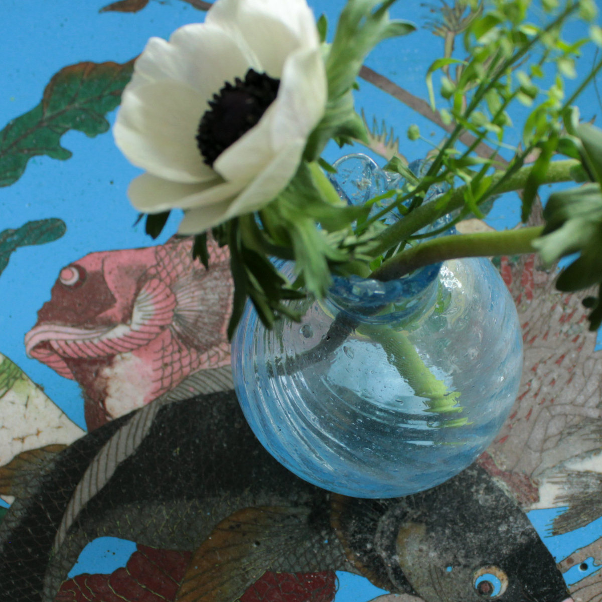 Hand-Blown Blue Glass Pomegranate