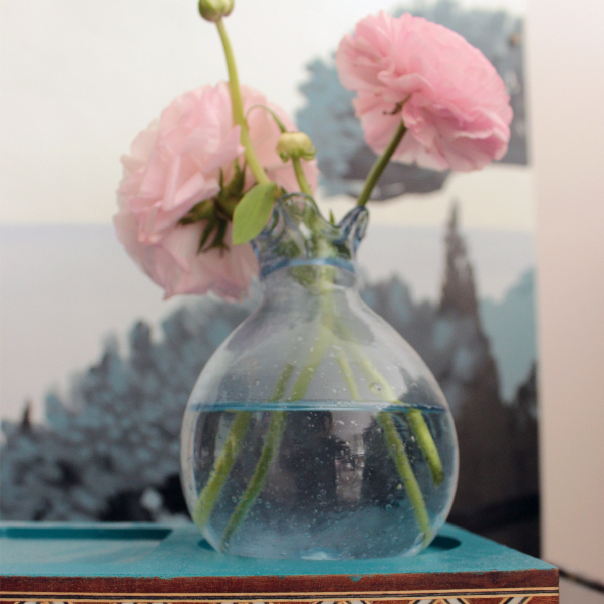 Hand-Blown Blue Glass Pomegranate