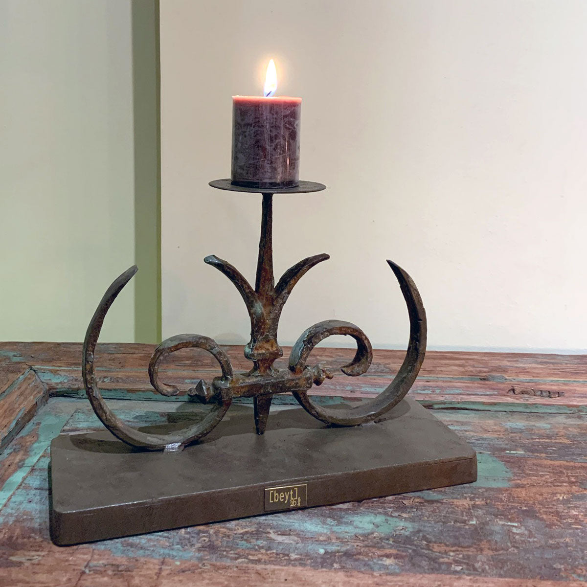 Repurposed wrought Iron candelabra Open Heart
