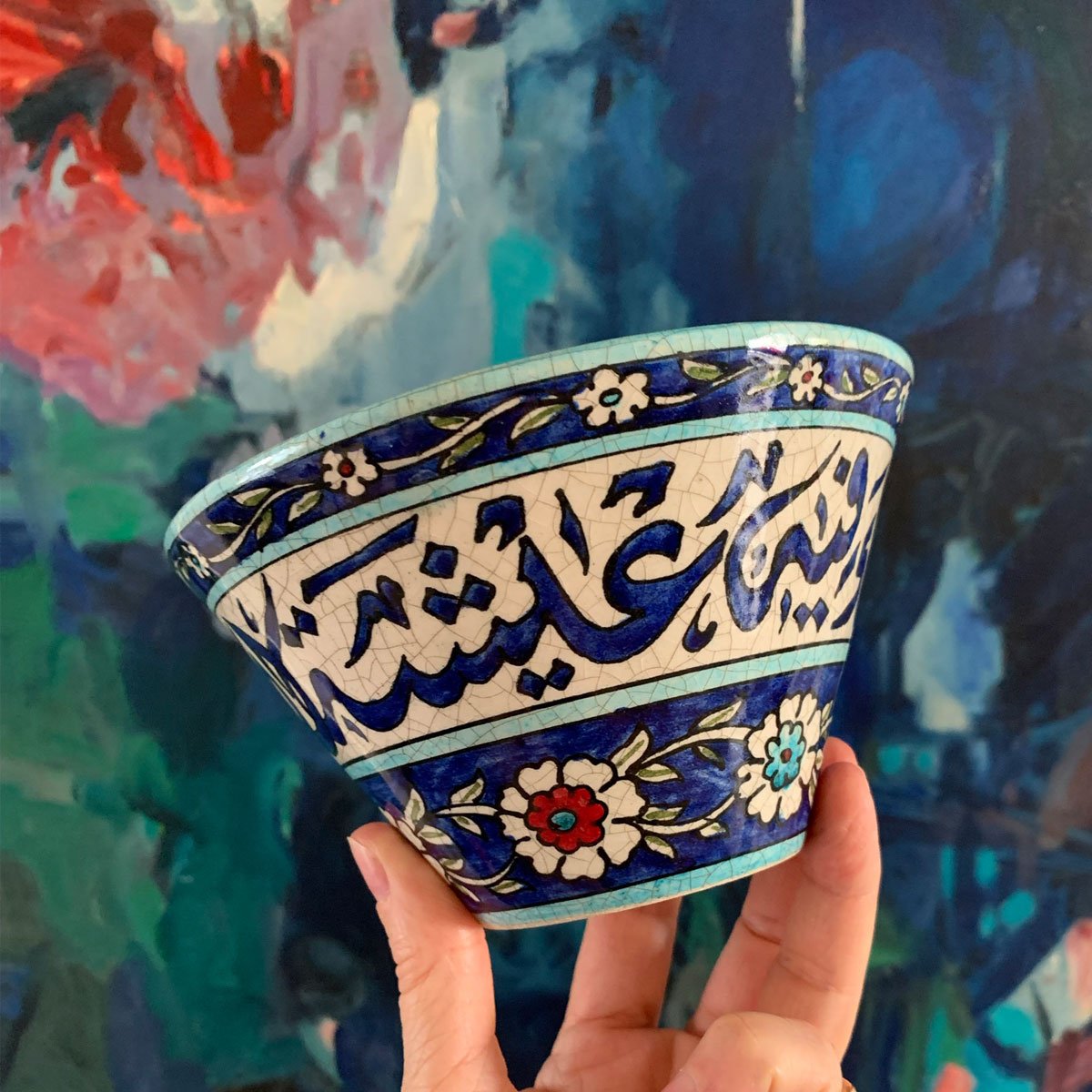 Hand-Painted Glazed Ceramic Bowl