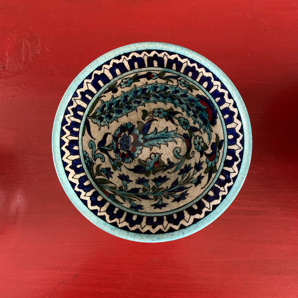 Hand-Painted Glazed Ceramic Bowl