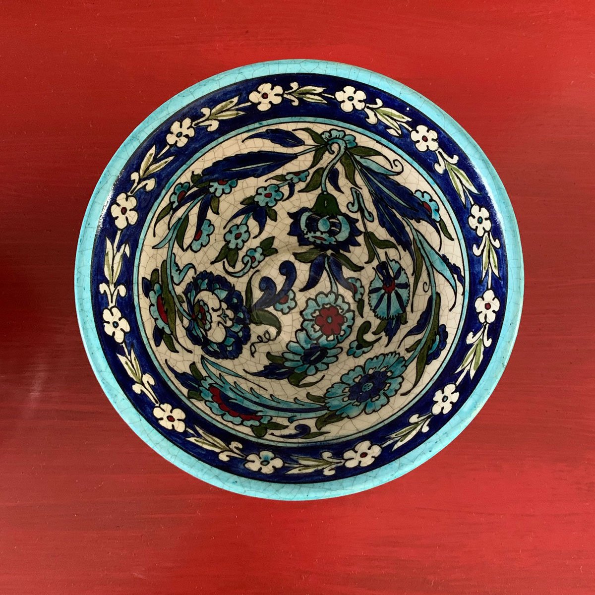 Hand-Painted Glazed Ceramic Bowl