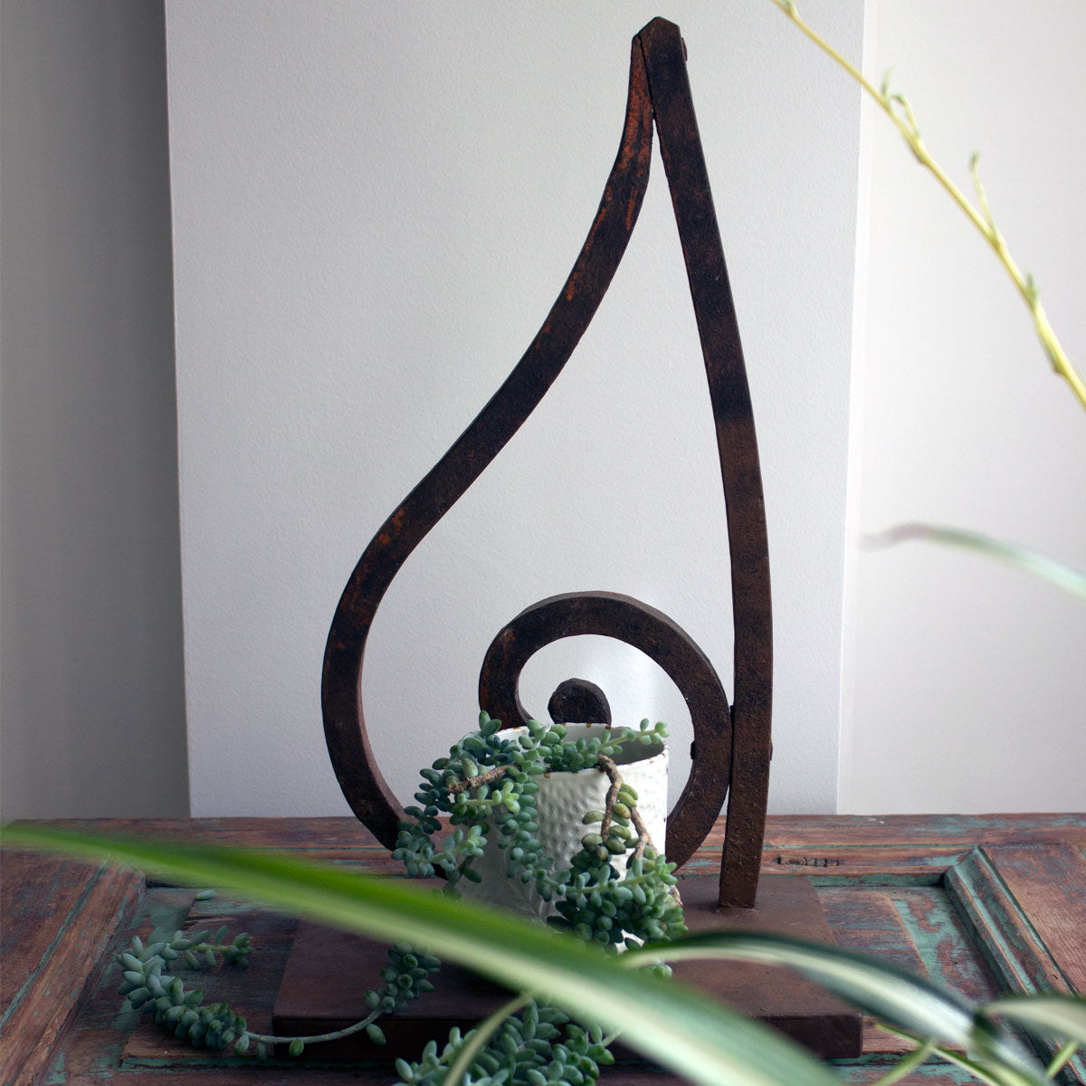 Wrought iron upcycled candle holder Flamme