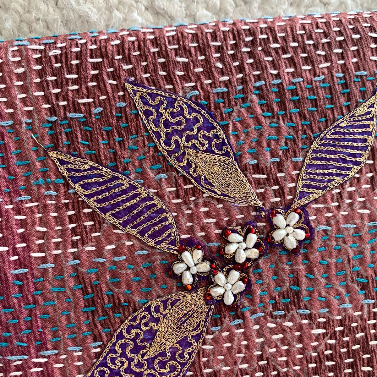 Vintage fabric clutch bag Quatuor